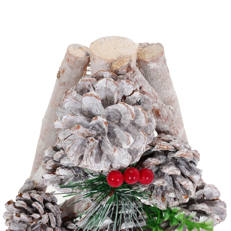 Sapin de noël décoratif décoration de noël pommes de pin bois 60x32x17 cm 04_0008329