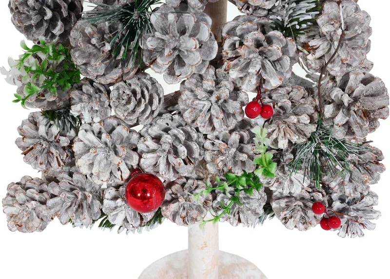 Sapin de noël décoratif décoration de noël pommes de pin bois 60x32x17 cm 04_0008329