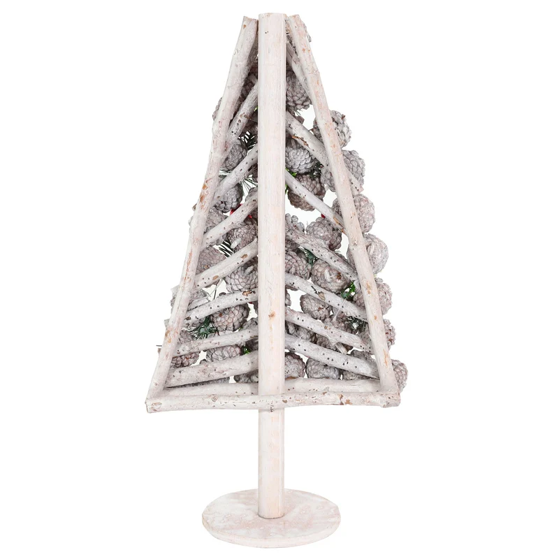 Sapin de noël décoratif décoration de noël pommes de pin bois 60x32x17 cm 04_0008329