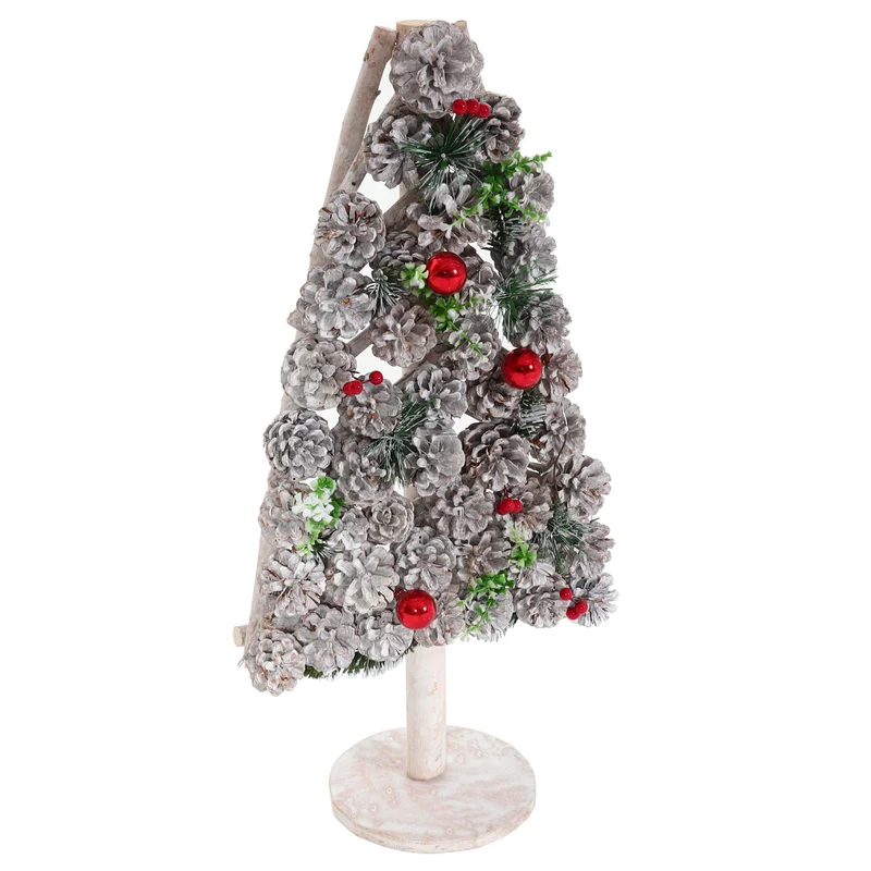 Sapin de noël décoratif décoration de noël pommes de pin bois 60x32x17 cm 04_0008329