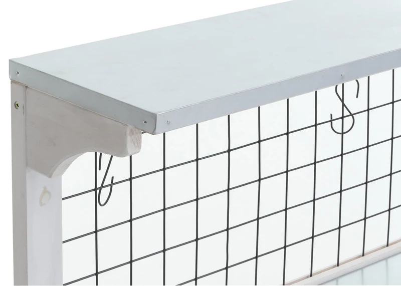 Table à plantes jardin avec 4 étagères mur grillagé en bois 117x102x56 cm blanc 04_0008569