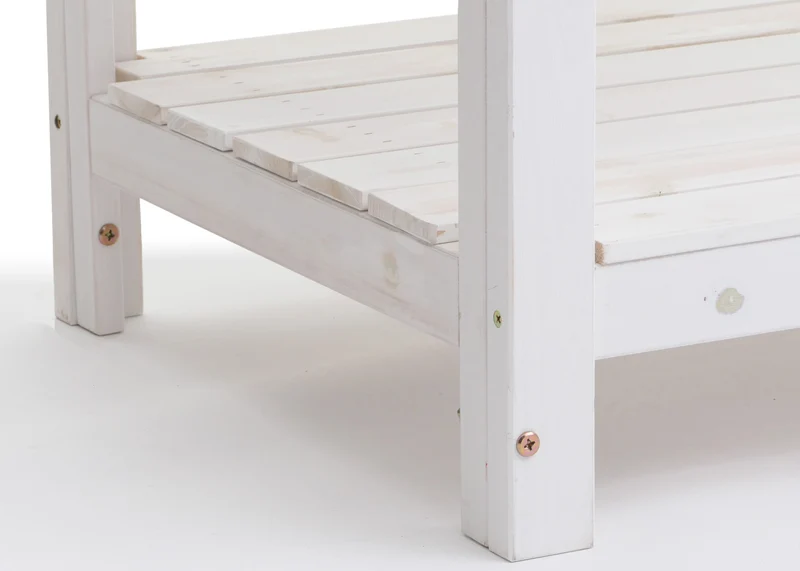 Table à plantes jardin avec 4 étagères mur grillagé en bois 117x102x56 cm blanc 04_0008569