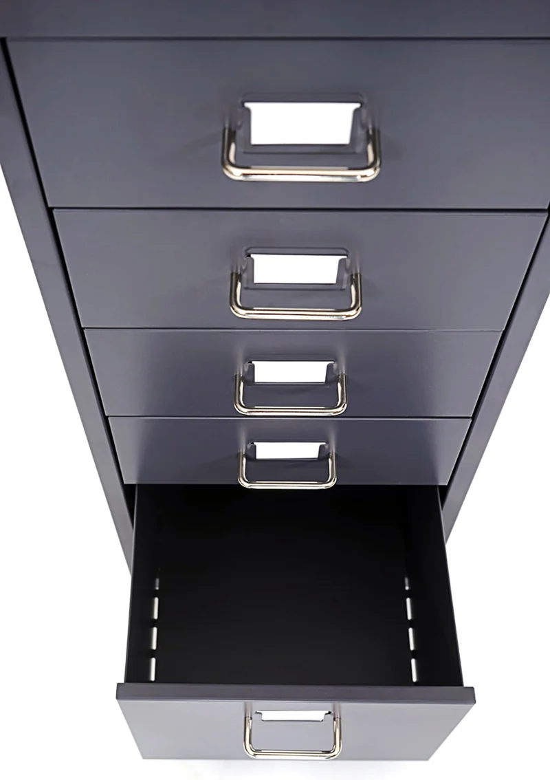 Caisson à tiroirs armoire de bureau 110x28x41 cm 8 tiroirs en acier gris foncé 04_0008257