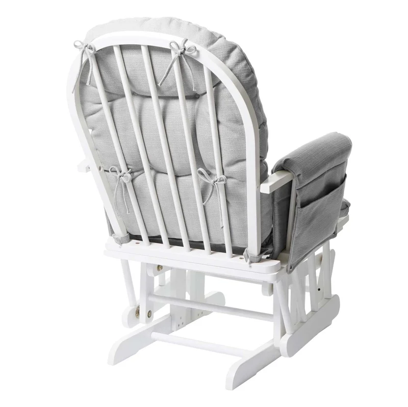 Fauteuil de relaxation fonction bascule avec repose-pieds coussin en tissu gris structure en bois de bouleau blanc 04_0006825