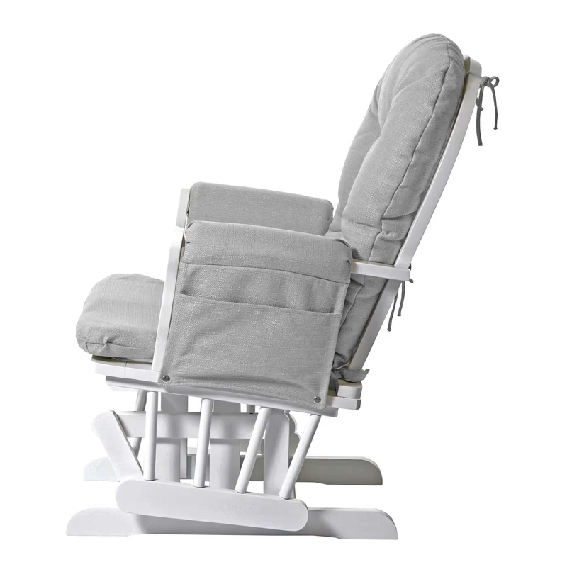 Fauteuil de relaxation fonction bascule avec repose-pieds coussin en tissu gris structure en bois de bouleau blanc 04_0006825