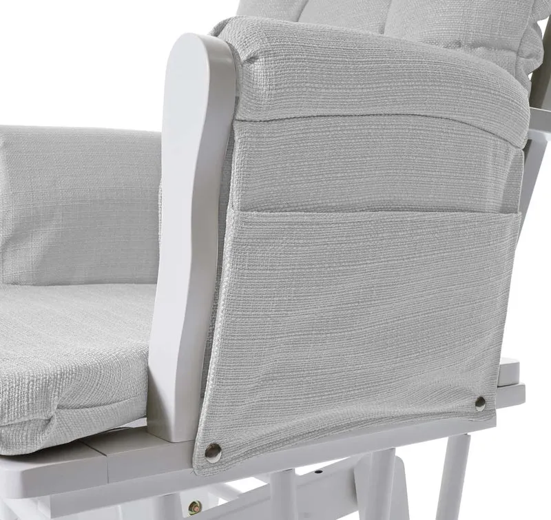 Fauteuil de relaxation fonction bascule avec repose-pieds coussin en tissu gris structure en bois de bouleau blanc 04_0006825