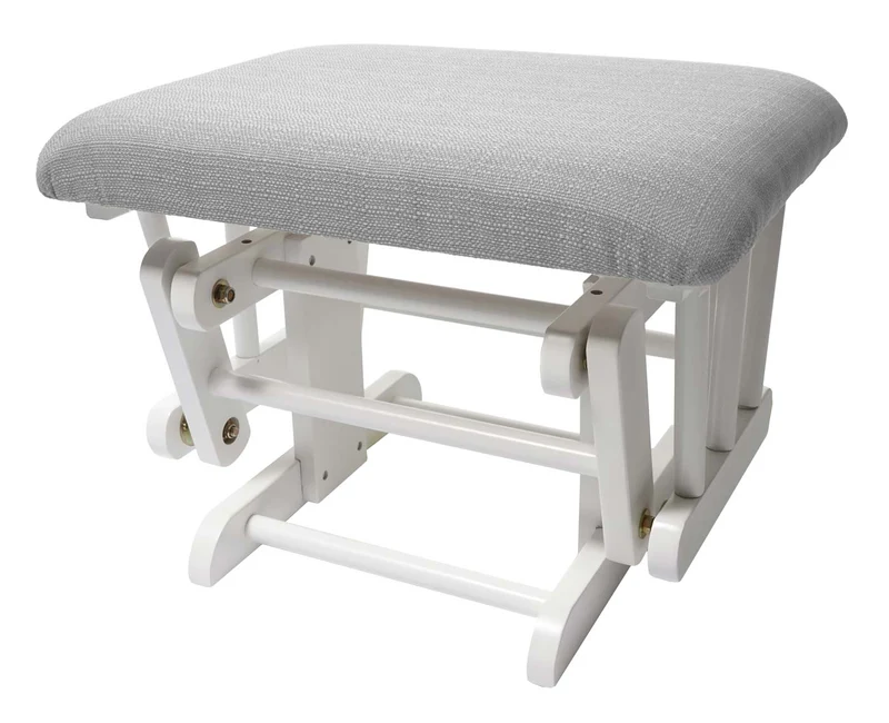 Fauteuil de relaxation fonction bascule avec repose-pieds coussin en tissu gris structure en bois de bouleau blanc 04_0006825