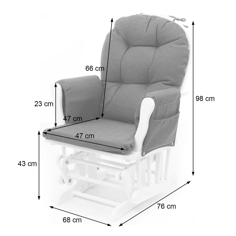 Fauteuil de relaxation fonction bascule avec repose-pieds coussin en tissu gris structure en bois de bouleau blanc 04_0006825