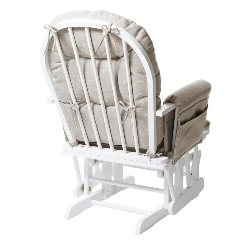 Fauteuil de relaxation fonction bascule avec repose-pieds coussin en tissu crème structure en bois de bouleau blanc 04_0006270