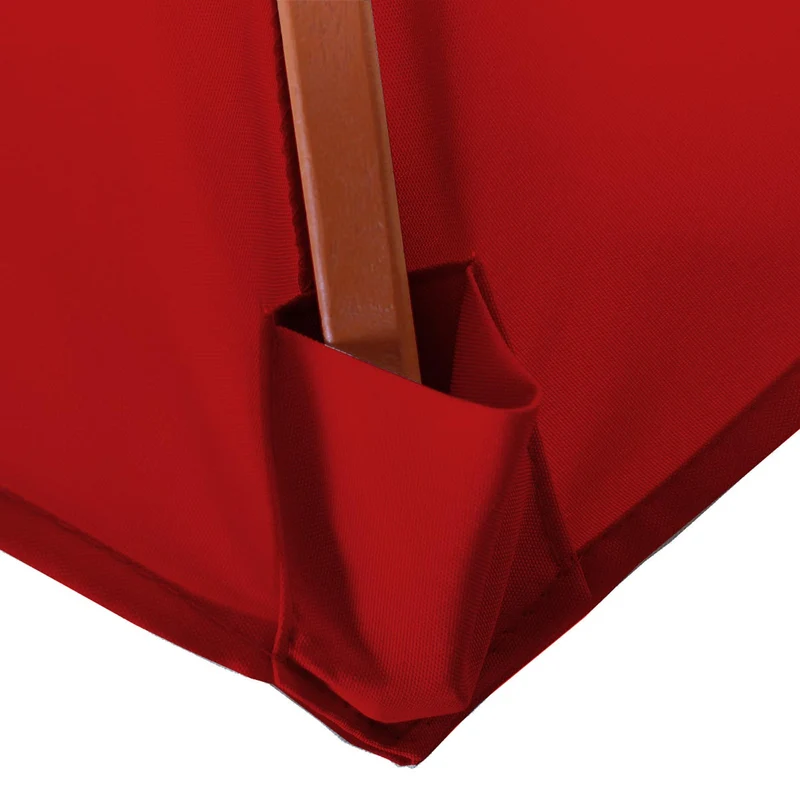 Parasol de jardin diamètre 3m polyester rouge et bois pieds de parasol non inclus 04_0008012