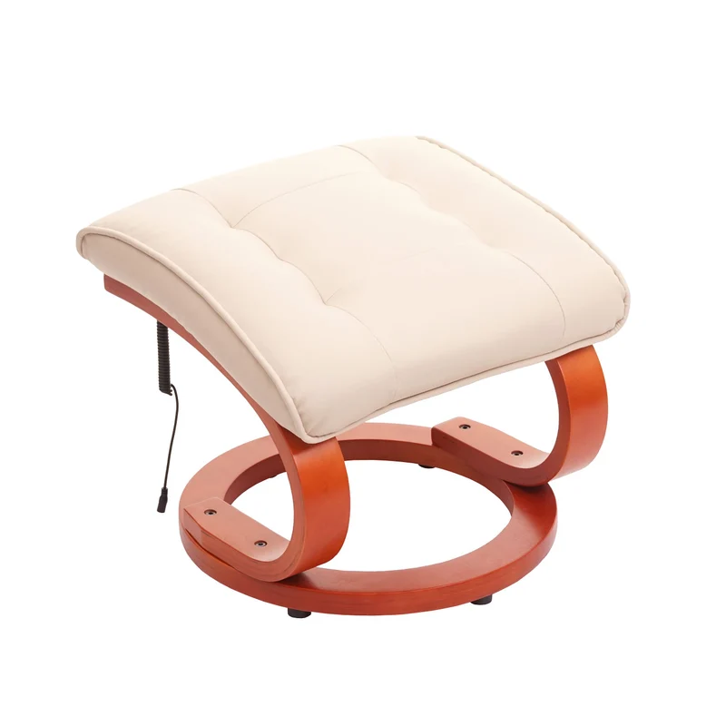 Fauteuil TV pivotant avec repose-pieds fonction massage en PVC blanc-crème 04_0006870