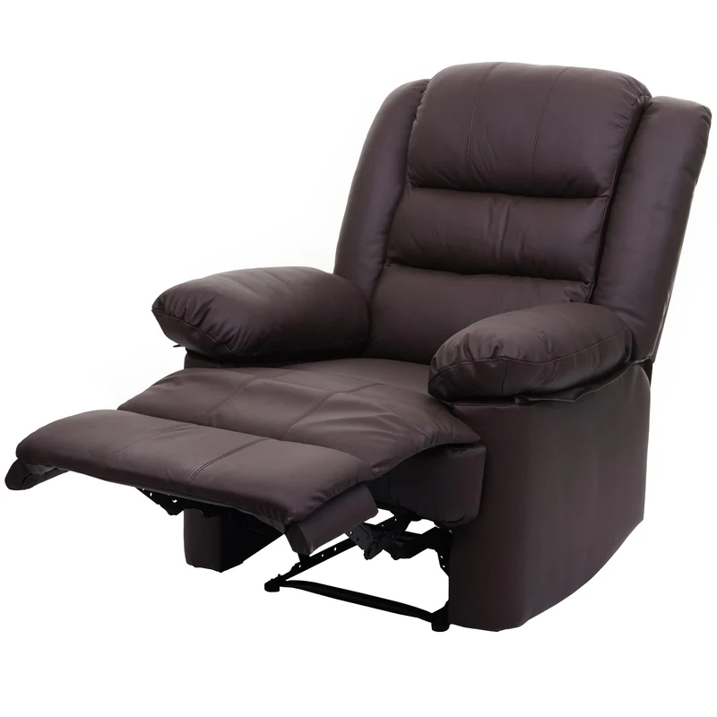 Fauteuil relax TV inclinable large et confortable en cuir et PVC marron 101x87x100 cm 04_0006883