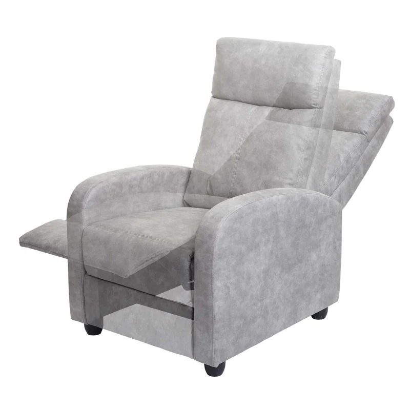 Fauteuil TV de relaxation fonction inclinable réglable en tissu vintage gris clair 04_0006879