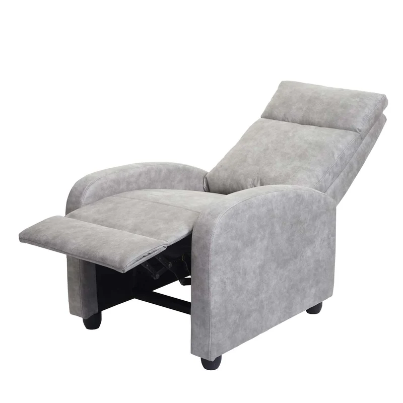Fauteuil TV de relaxation fonction inclinable réglable en tissu vintage gris clair 04_0006879