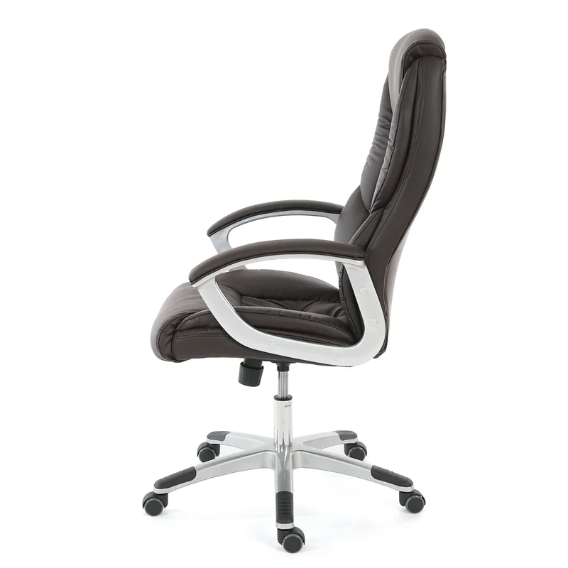 Fauteuil chaise de bureau sur roulettes XXL pivotante en synthétique marron 04_0001906