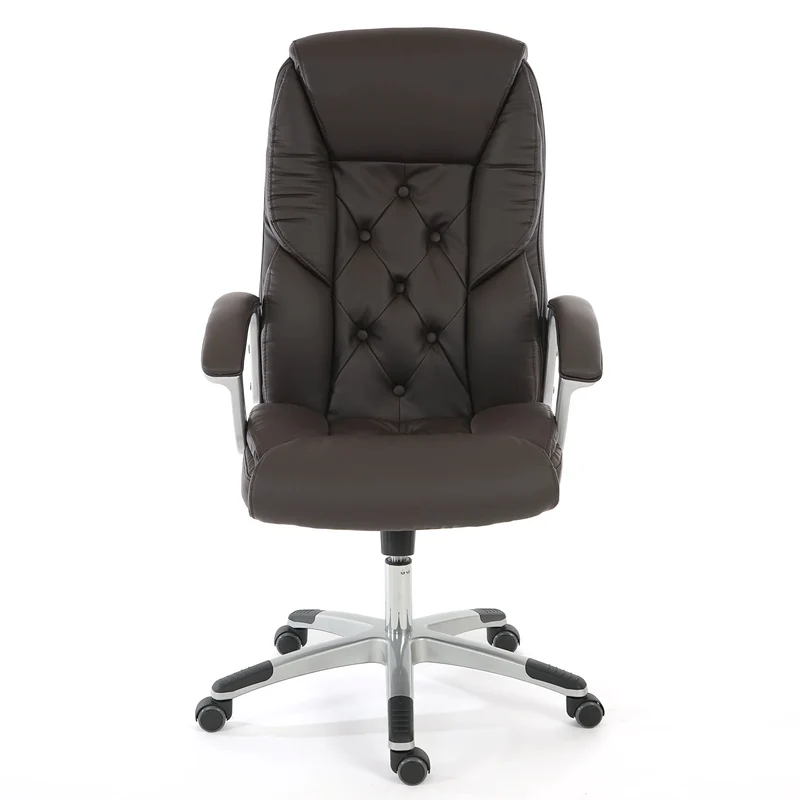 Fauteuil chaise de bureau sur roulettes XXL pivotante en synthétique marron 04_0001906