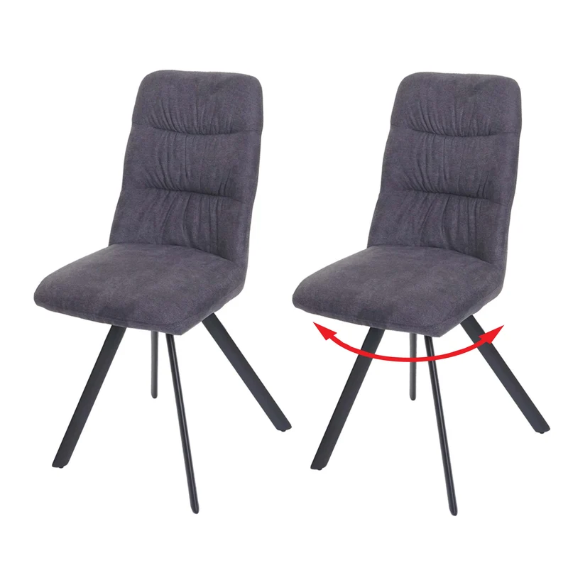 Lot de 2 chaises de salle à manger confortable pivotante en velours anthracite cadre en acier 04_0007358