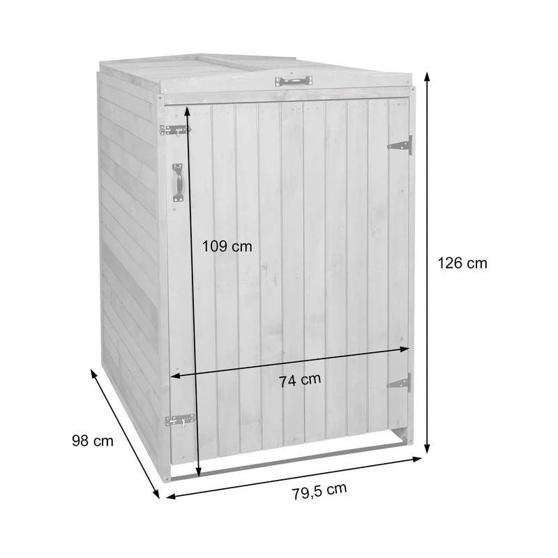 Abris poubelles pour deux bacs normaux 126 x 80 x 98 cm bois mvg gris-blanc 04_0007002