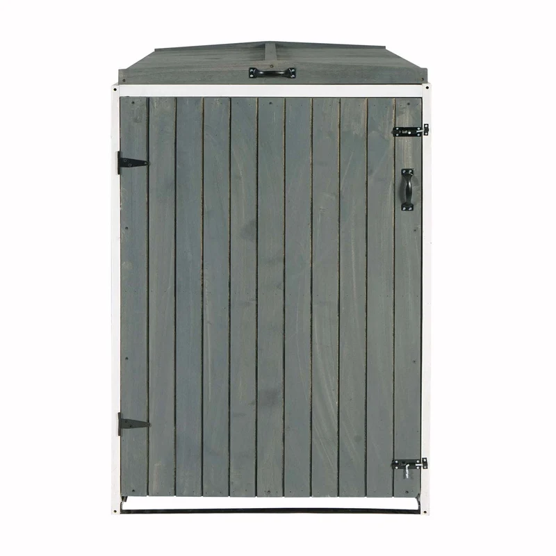 Abris poubelles pour deux bacs normaux 126 x 80 x 98 cm bois mvg gris-blanc 04_0007002