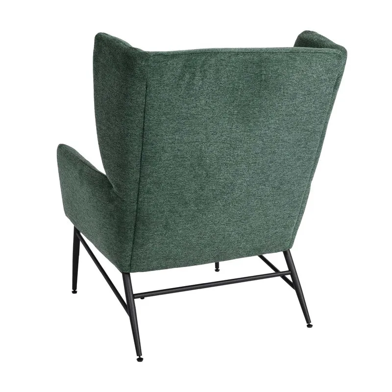 Fauteuil de relaxation avec appuie-têtes latéraux siège extra large rembourré en tissu vert et métal 04_0006918