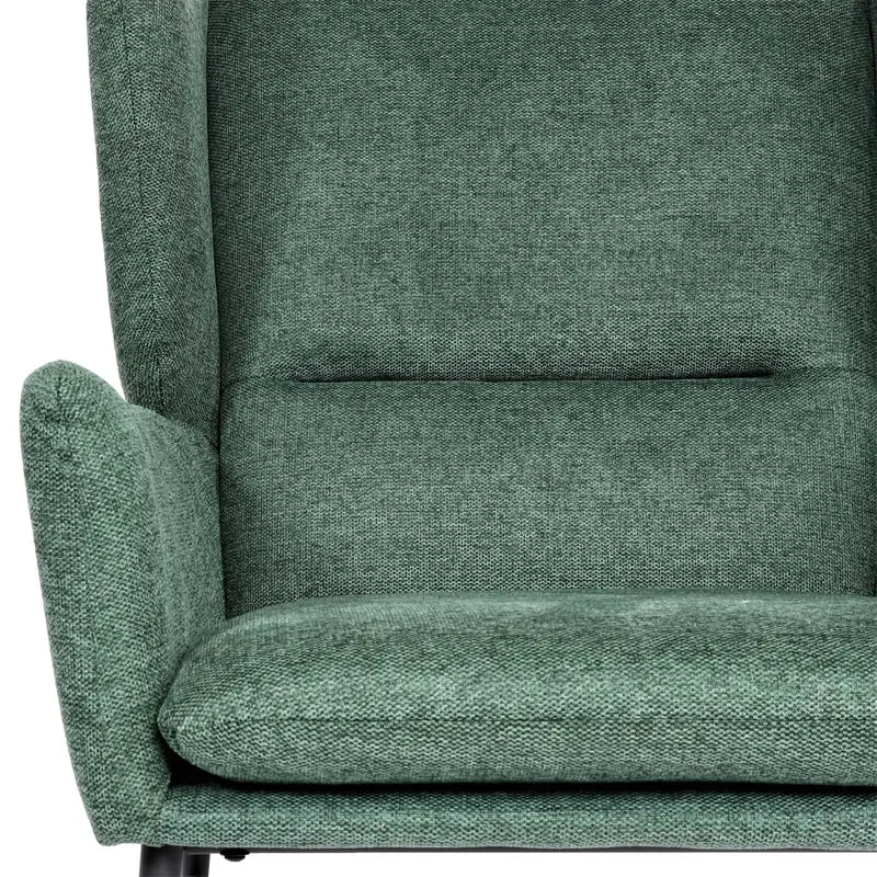 Fauteuil de relaxation avec appuie-têtes latéraux siège extra large rembourré en tissu vert et métal 04_0006918