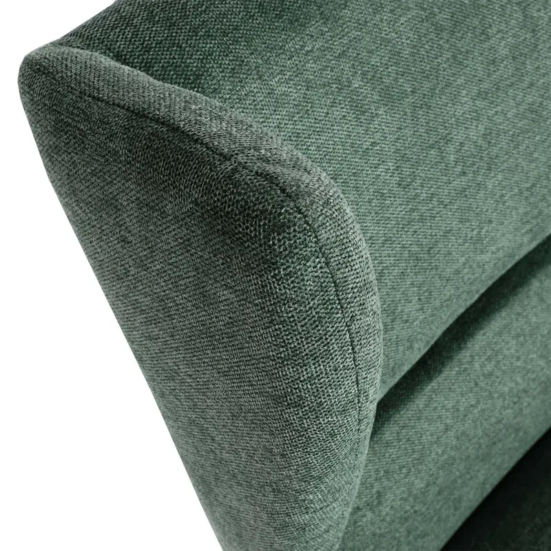 Fauteuil de relaxation avec appuie-têtes latéraux siège extra large rembourré en tissu vert et métal 04_0006918
