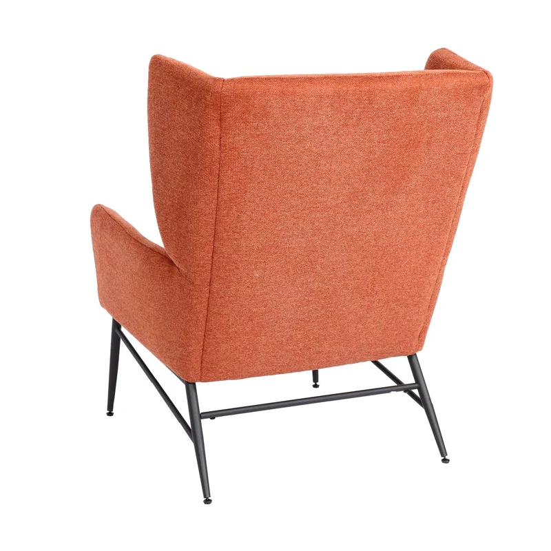 Fauteuil de relaxation avec appuie-têtes latéraux siège extra large rembourré en tissu terre cuite marron et métal 04_0006917