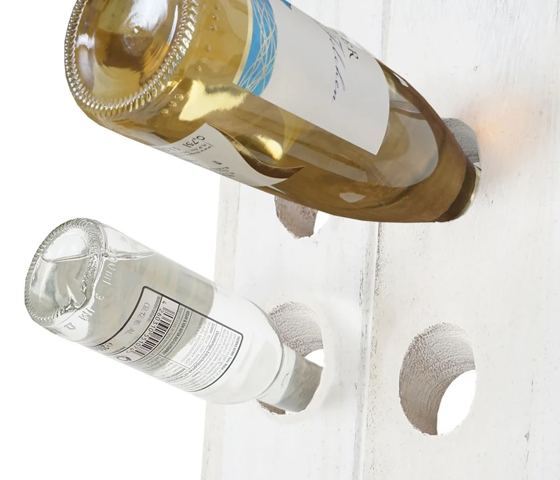 Casier à bouteilles rangement pour 20 bouteilles montage mural aspect blanc vintage 04_0008142