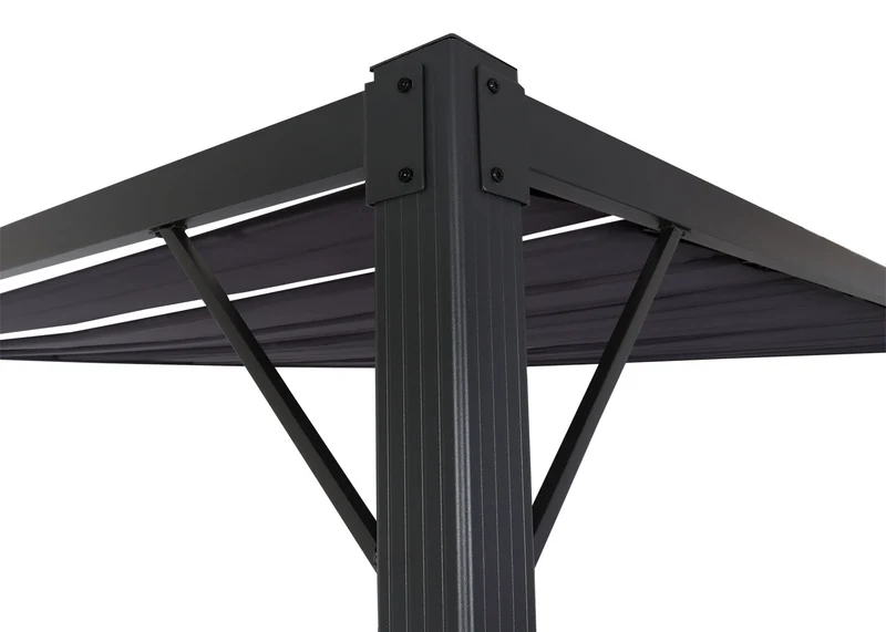 Pergola pavillon de jardin à lattes auvent de terrasse 8 cm cadre en aluminium tissu/textile 3 x 4m anthracite 04_0008119