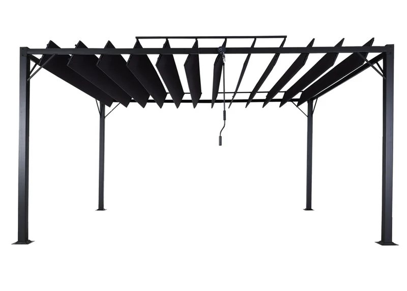 Pergola pavillon de jardin à lattes auvent de terrasse 8 cm cadre en aluminium tissu/textile 3 x 4m anthracite 04_0008119