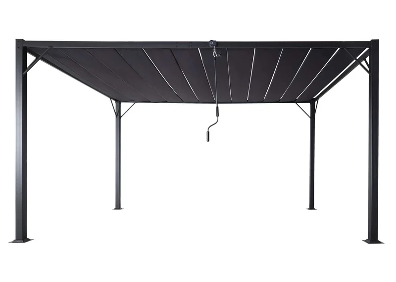 Pergola pavillon de jardin à lattes auvent de terrasse 8 cm cadre en aluminium tissu/textile 3 x 4m anthracite 04_0008119