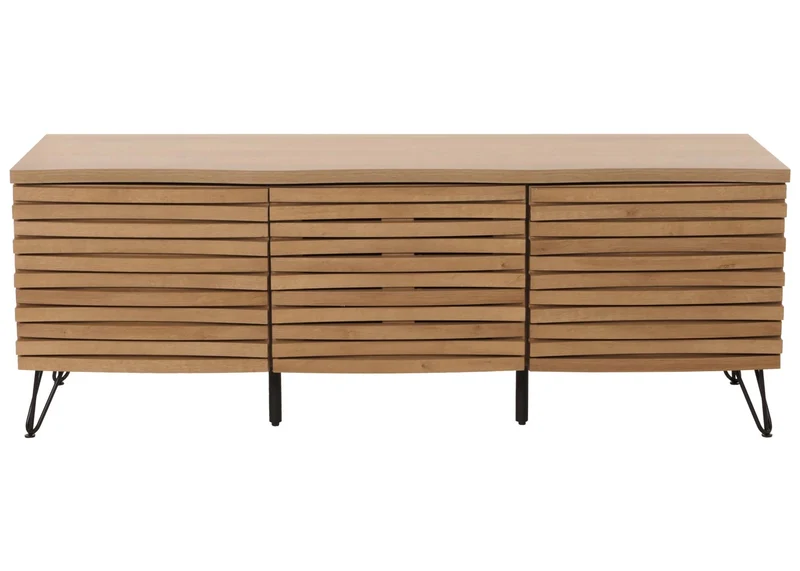 Meuble avec deux portes et un abattant 4 compartiments de rangement 52x142x44 cm bois de manguier aspect naturel 04_0007871