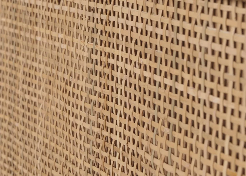 Meuble TV avec deux tiroirs et une porte 56 x 140 x 41 cm rotin et MDF aspect chêne 04_0007864