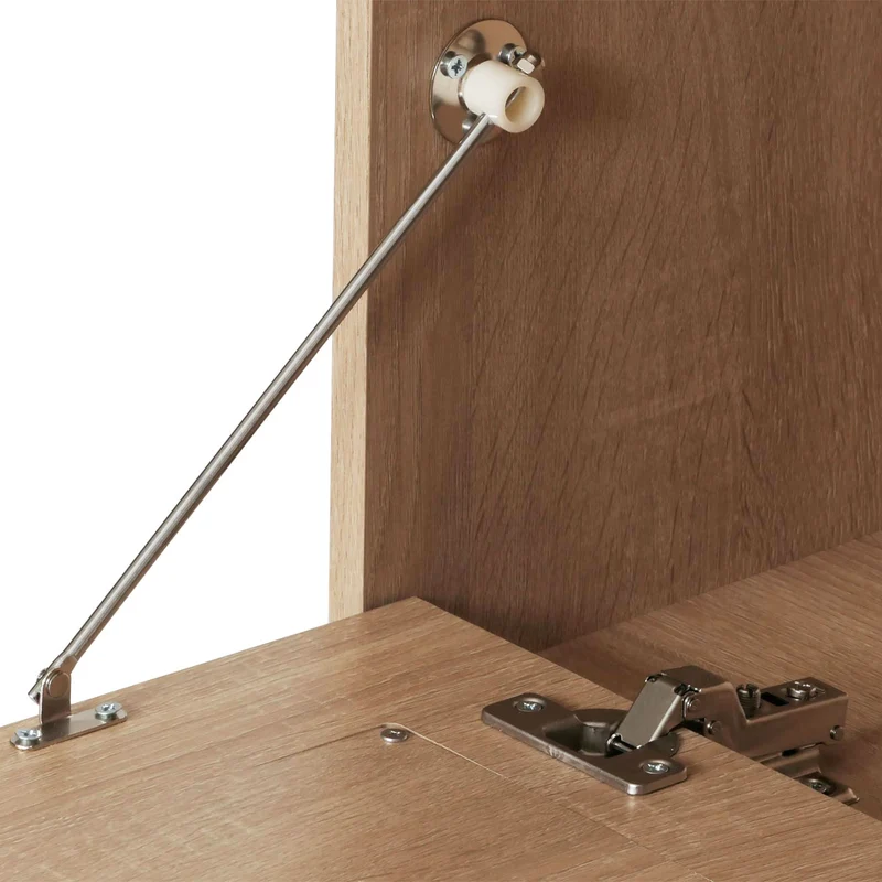 Meuble TV avec deux tiroirs et une porte 56 x 140 x 41 cm rotin et MDF aspect chêne 04_0007864