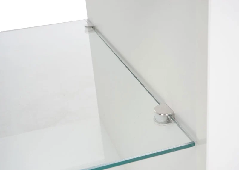 Meuble TV avec 2 étagères en verre 50 x 144 x 40 cm compartiment de rangement blanc brillant 04_0007857