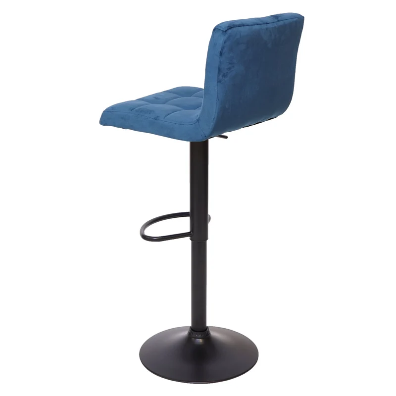 Lot de 2 tabourets de bar chaises comptoir réglable en hauteur en velours bleu pétrole piètement noir 04_0007461