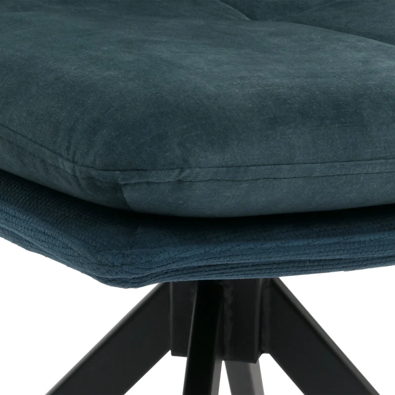 Lot de 2 chaises de salle à manger pivote à 180° cadre trépied en métal assise en tissu bleu 04_0007398