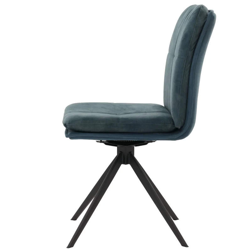 Lot de 2 chaises de salle à manger pivote à 180° cadre trépied en métal assise en tissu bleu 04_0007398