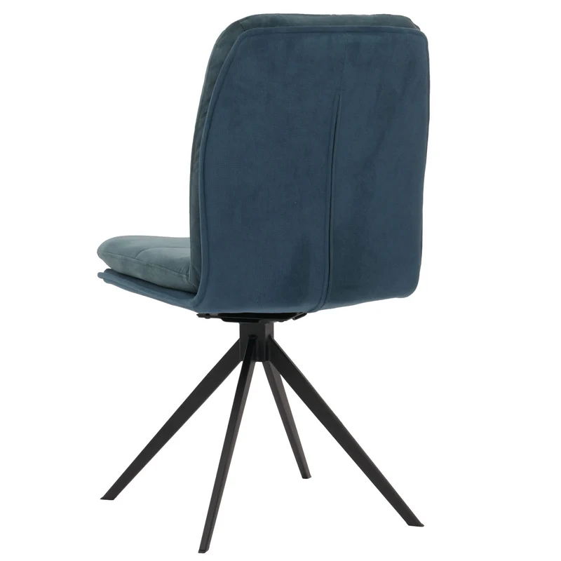 Lot de 2 chaises de salle à manger pivote à 180° cadre trépied en métal assise en tissu bleu 04_0007398