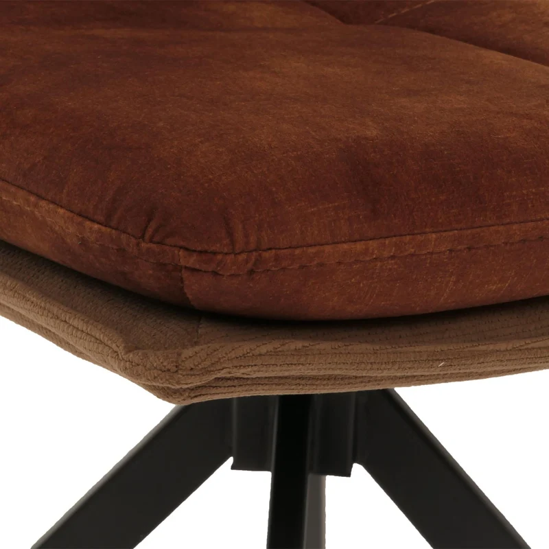 Lot de 2 chaises de salle à manger pivote à 180° cadre trépied en métal assise en tissu marron 04_0007399