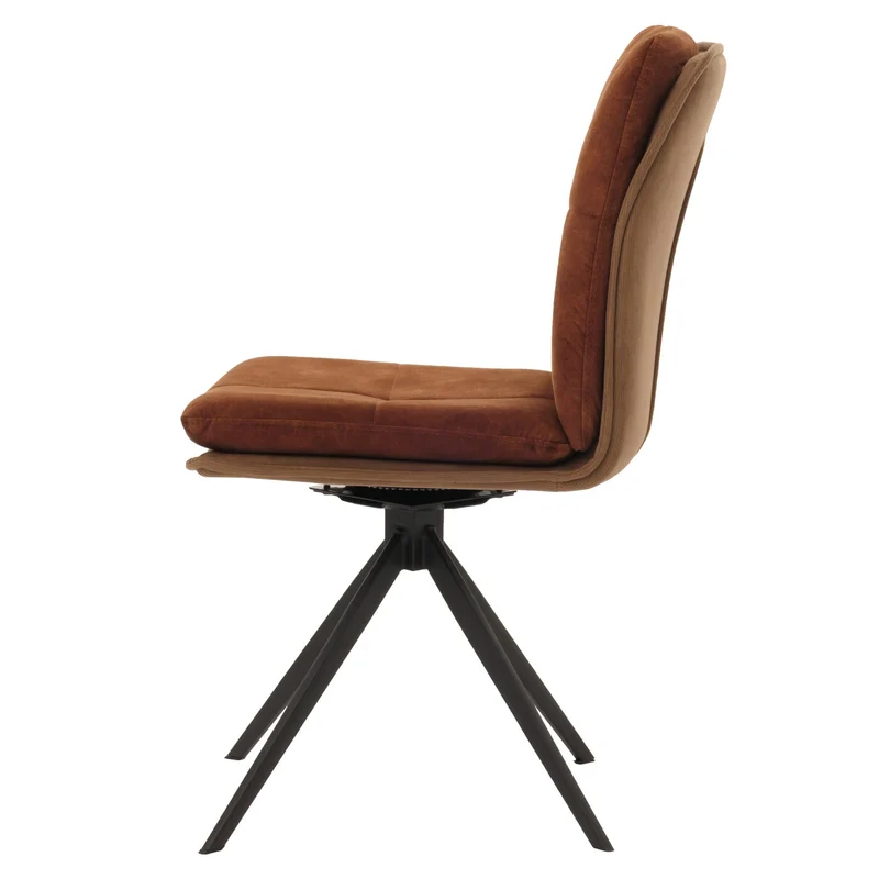 Lot de 2 chaises de salle à manger pivote à 180° cadre trépied en métal assise en tissu marron 04_0007399