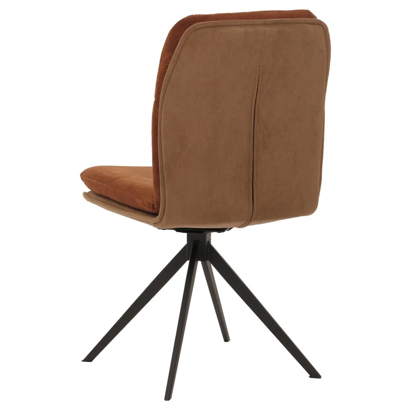 Lot de 2 chaises de salle à manger pivote à 180° cadre trépied en métal assise en tissu marron 04_0007399