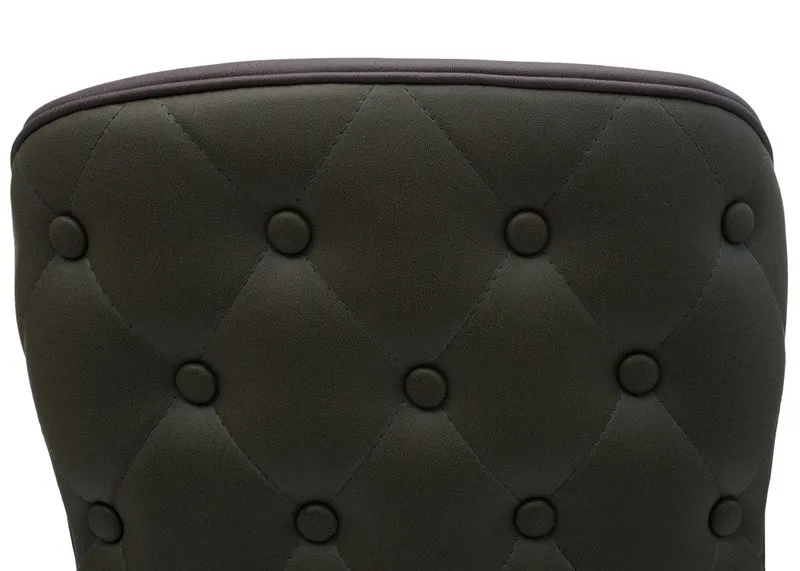 Lot de 2 chaises de salle à manger rembourrée coutures décoratives au dos assise en tissu vert foncé-gris pieds en bois foncé 04_0007386
