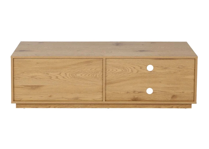 Meuble TV avec 2 tiroirs et 2 compartiments de rangement 42x140x40 cm MDF aspect chêne 04_0007850