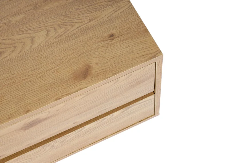 Meuble TV avec 2 tiroirs et 2 compartiments de rangement 42x140x40 cm MDF aspect chêne 04_0007850