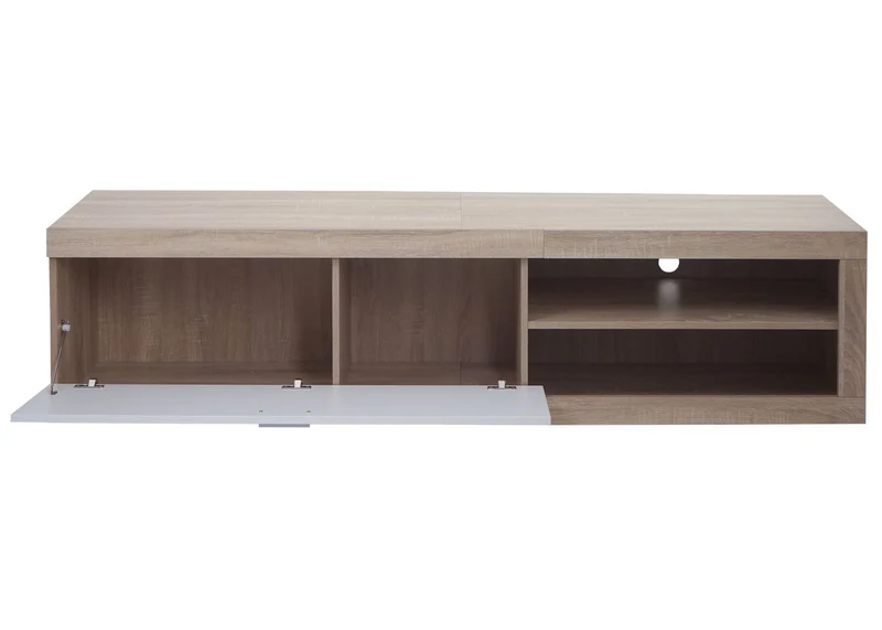 Meuble TV avec deux compartiments de rangement avec portes 43x180x41 cm MDF aspect chêne blanc 04_0007854