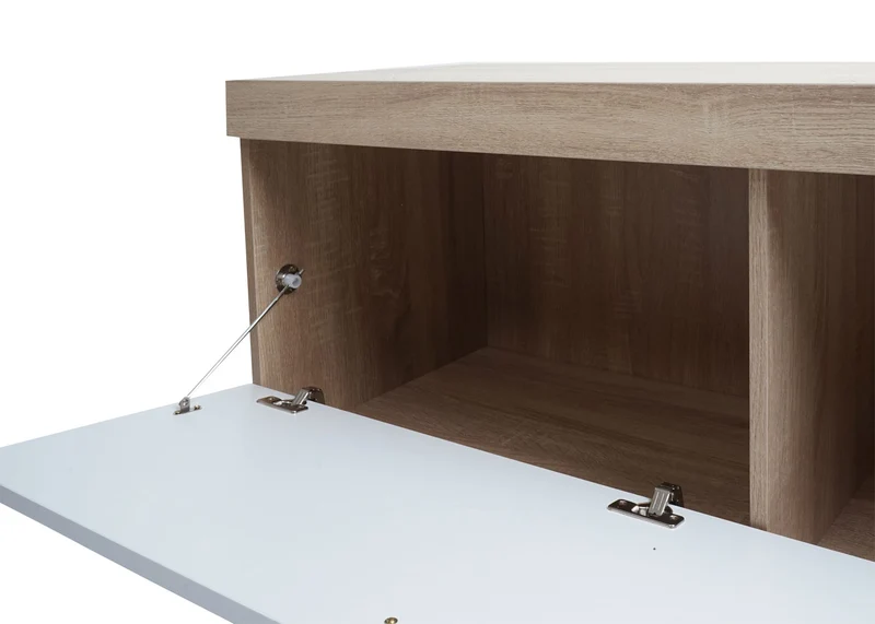 Meuble TV avec deux compartiments de rangement avec portes 43x180x41 cm MDF aspect chêne blanc 04_0007854