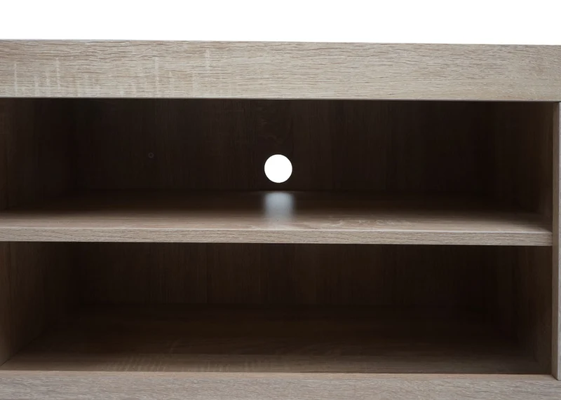 Meuble TV avec deux compartiments de rangement avec portes 43x180x41 cm MDF aspect chêne blanc 04_0007854