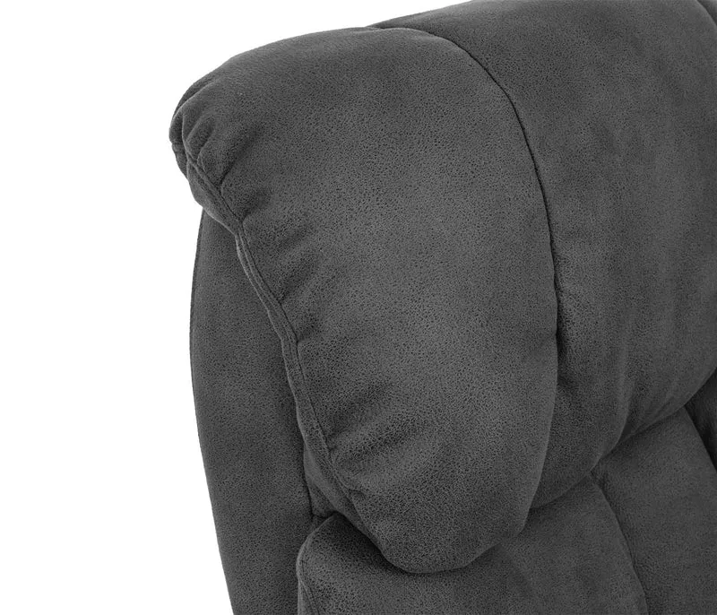 Fauteuil TV de relaxation pivotant en tissu/textile gris foncé cadre en bois mouluré aspect noyer 04_0007817