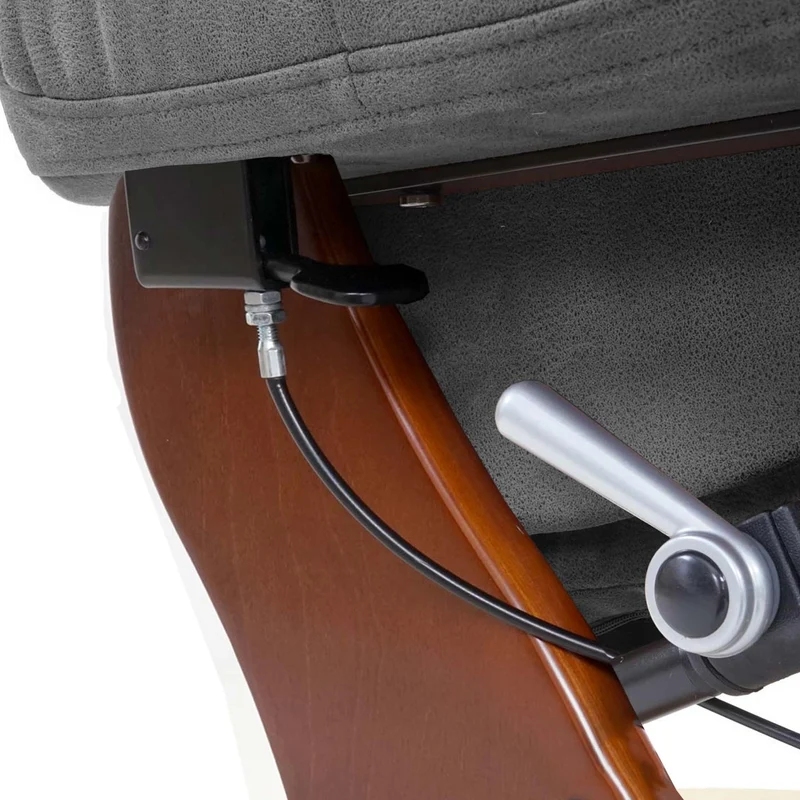 Fauteuil TV de relaxation pivotant en tissu/textile gris foncé cadre en bois mouluré aspect noyer 04_0007817